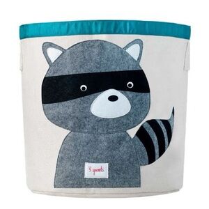 3 Sprouts Large Cotton Canvas Storage Basket | Raccoon